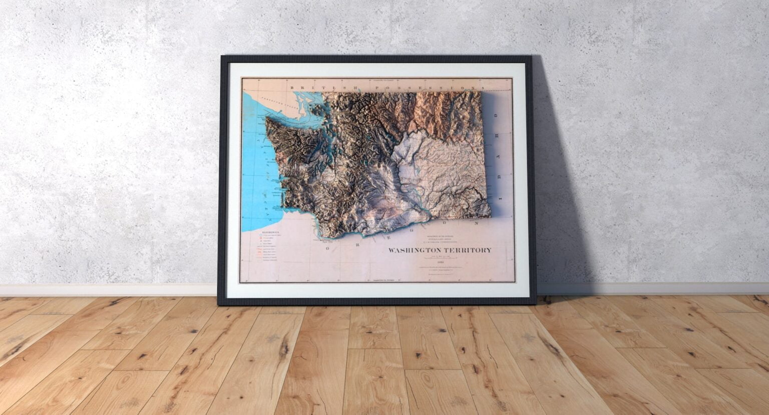 Washington State 1883 Historical Relief Map | 3D Models and 3D Maps