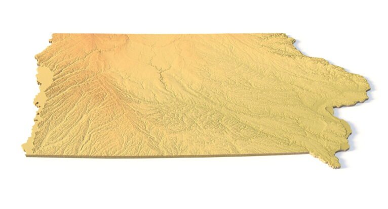 Detailed relief of Iowa terrain STL model