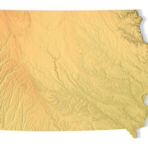 Iowa 3D terrain map STL for 3D printing
