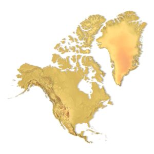 North America 3D Print Model – Mercator Projection, Topographic Relief Map for 3D Printing & CNC
