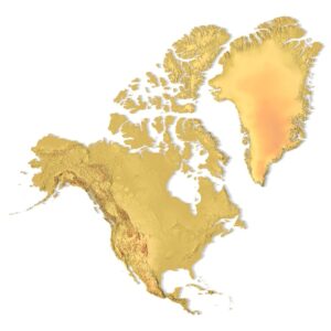 North America topographic map in Mercator Projection, 3D printable STL