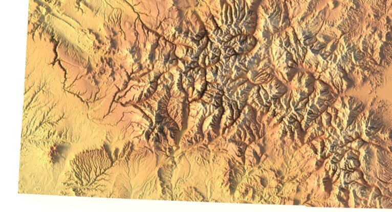 Colorado topographic map STL for CNC carving