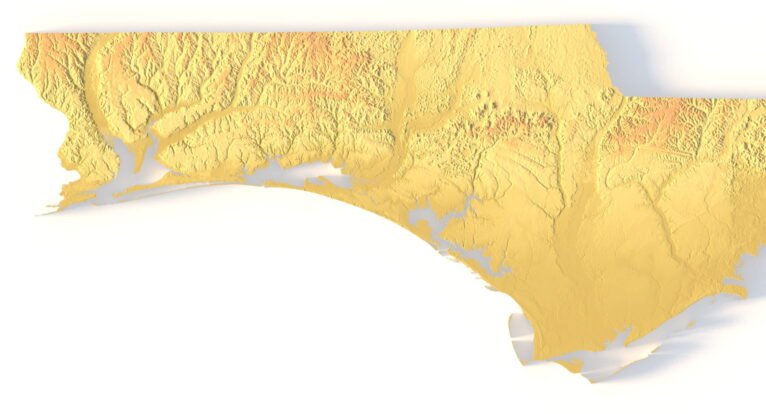 Florida topographic map STL for CNC carving