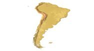 Angled view of South America 3D topographic relief model for FDM & SLA printing