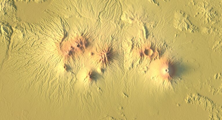 Close-up of El Salvador’s volcanic landscape in STL model