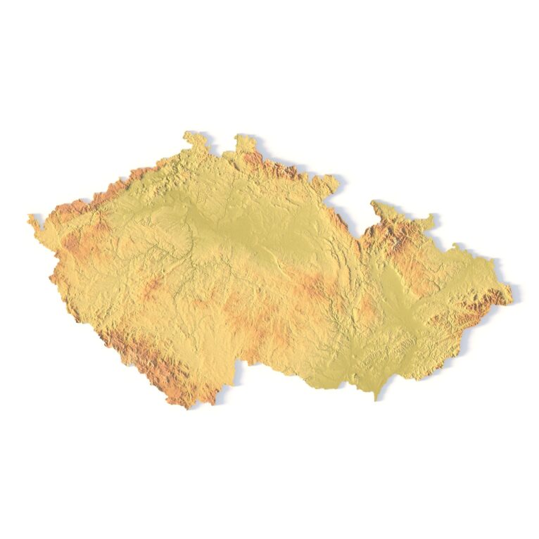 3D terrain model of Czech Republic in STL format, front view