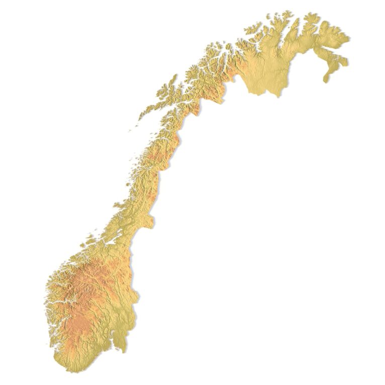 3D terrain model of Norway in STL format, front view