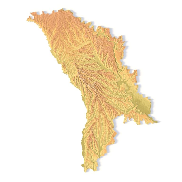 3D terrain model of Moldova in STL format, front view