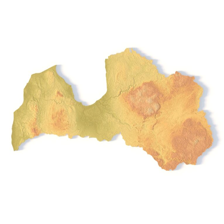 3D terrain model of Latvia in STL format, front view