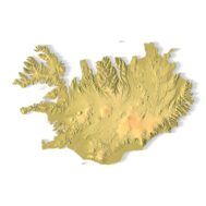3D terrain model of Iceland in STL format, front view