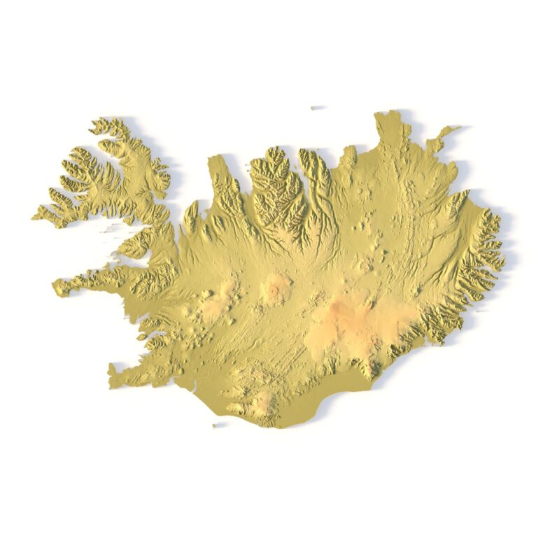3D terrain model of Iceland in STL format, front view