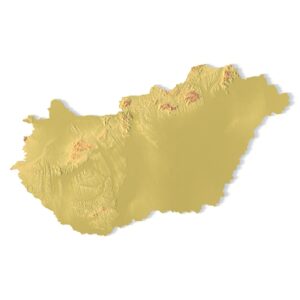 3D terrain model of Hungary in STL format, front view