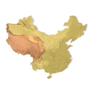3D terrain model of China in STL format, front view