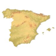 3D terrain model of Spain in STL format, front view