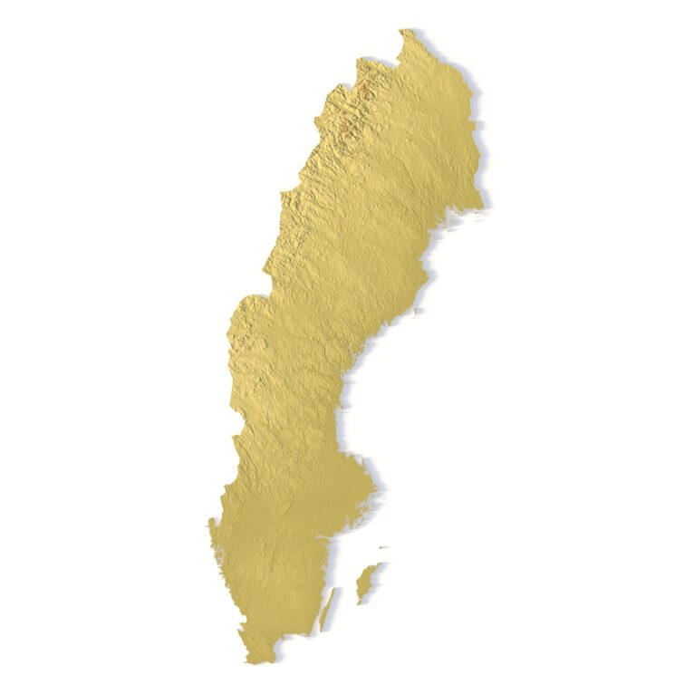 3D terrain model of Sweden in STL format, front view