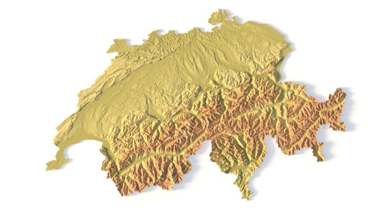 STL file of Switzerland map for CNC and 3D printing