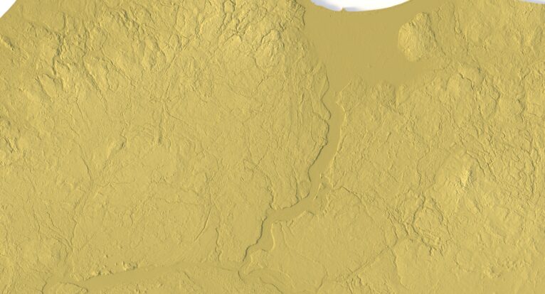 Close-up of Polish mountain terrain in STL model