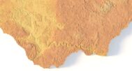 Close-up of Latvia’s terrain in STL model