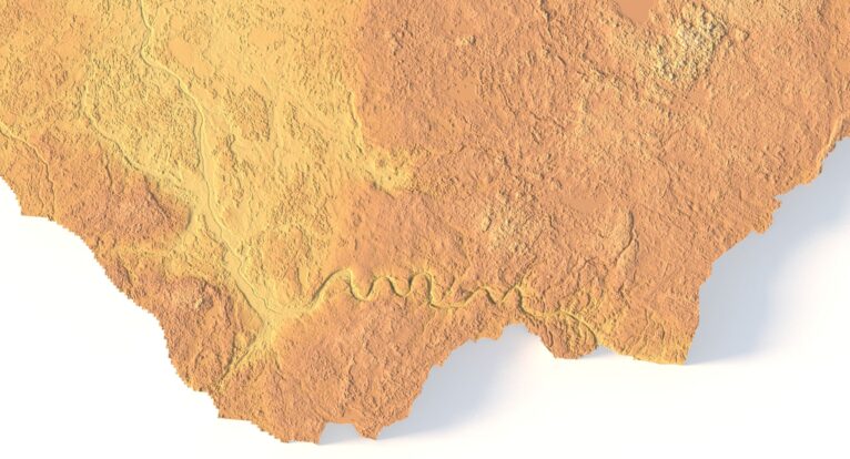 Close-up of Latvia’s terrain in STL model