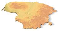 Isometric view of Lithuania’s 3D terrain STL map