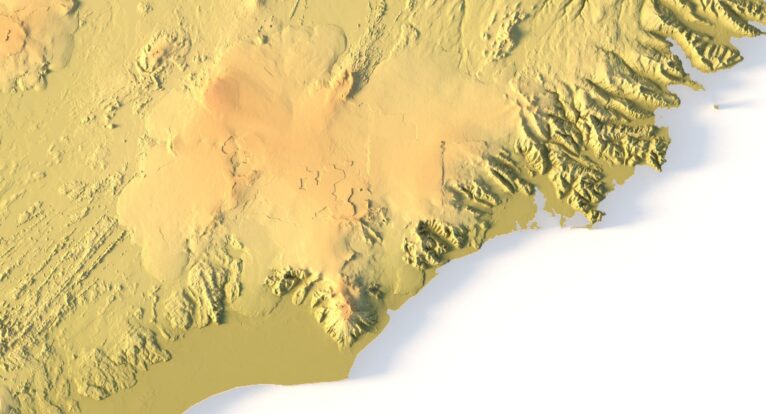 Close-up of Icelandic terrain in STL model