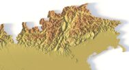 Close-up of Italian mountain terrain in STL model