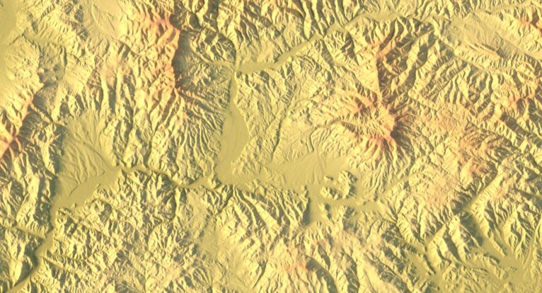 Close-up of Slovakian mountain terrain in STL model