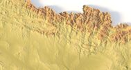 Close-up of Spanish mountain terrain in STL model