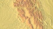 Close-up of Carpathian Mountains terrain in STL model