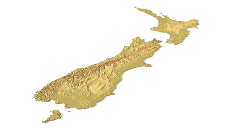 Isometric view of NZ’s 3D terrain STL map