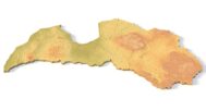 Isometric view of Latvia’s 3D terrain STL map