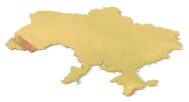Isometric view of Ukraine’s 3D terrain STL map