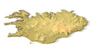 Isometric view of Iceland’s 3D terrain STL map