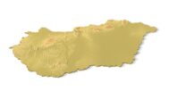 Isometric view of Hungary’s 3D terrain STL map