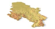 Isometric view of Serbia’s 3D terrain STL map