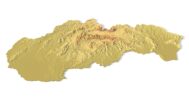 Isometric view of Slovakia’s 3D terrain STL map