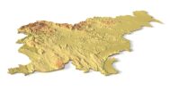 Isometric view of Slovenia’s 3D terrain STL map