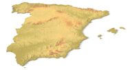 Isometric view of Spain’s 3D terrain STL map
