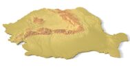 Isometric view of Romania’s 3D terrain STL map