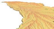 Side view of Moldova’s detailed STL terrain model