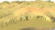 Side view of Iceland’s detailed STL terrain model