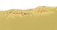 Side view of Hungary’s detailed STL terrain model
