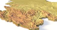 Side view of Serbia’s detailed STL terrain model