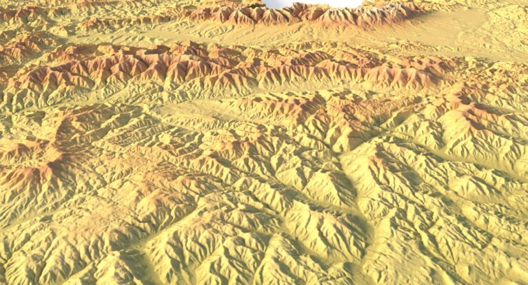Side view of Slovakia’s detailed STL terrain model