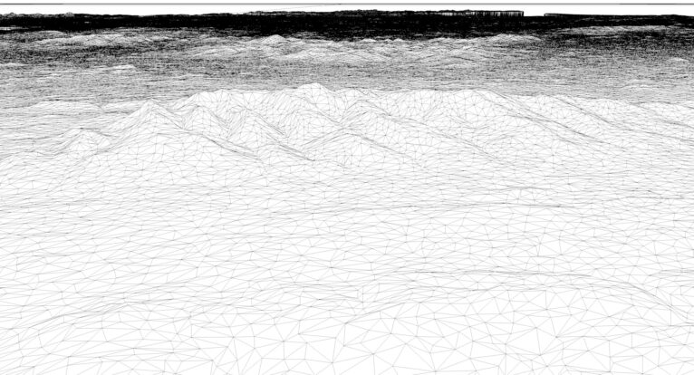 Wireframe view of the Ireland STL terrain model