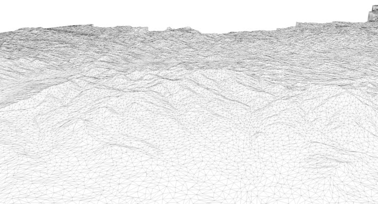 Wireframe view of the Hungary STL terrain model
