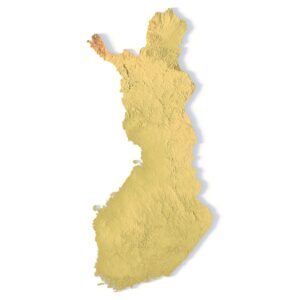 3D terrain model of Finland in STL format, front view