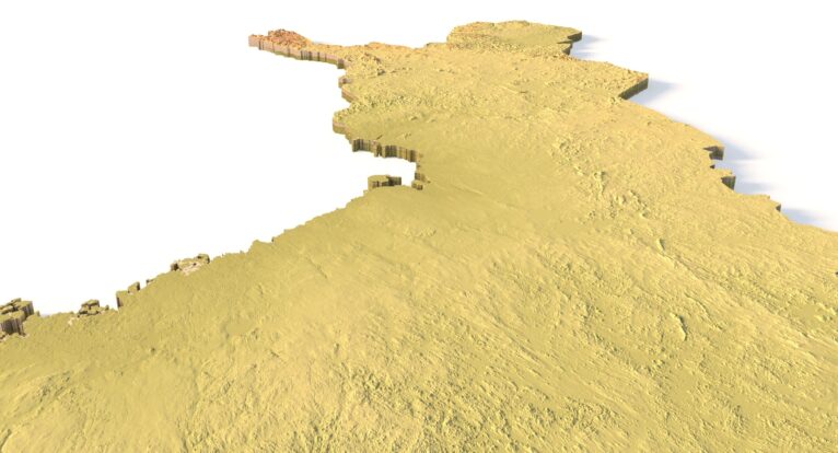 Close-up of Finland’s lake district in STL model