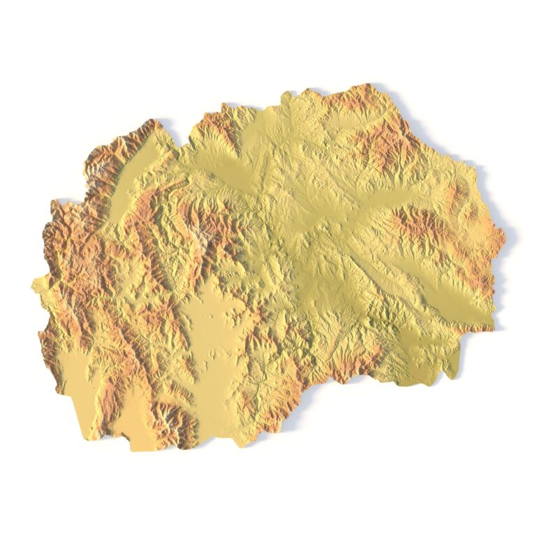 3D terrain model of North Macedonia in STL format, front view