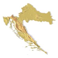 3D terrain model of Croatia in STL format, front view